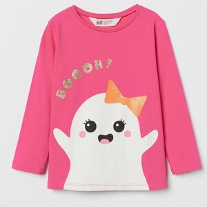 H&M Pink Ghost Graphic Kids Shirt size 5-6
